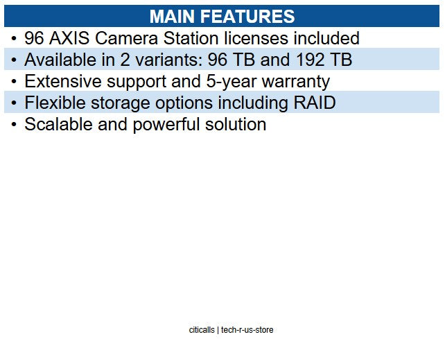AXIS 02542-001 S1296 Rack Recording Server, 96TB - Camera Station