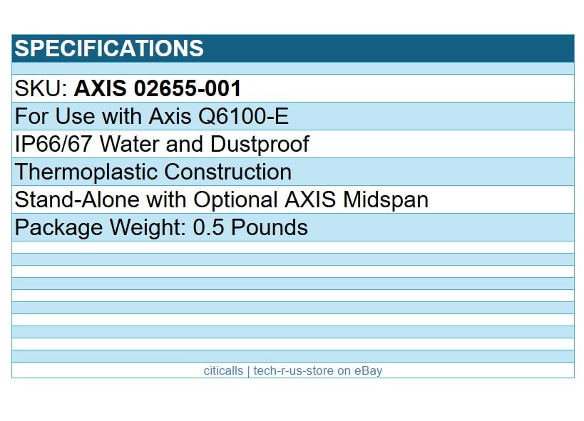 AXIS 02655-001 TQ6812-E Solo Kit for AXIS Q6100-E 50 Hz, Q6100-E 60 Hz