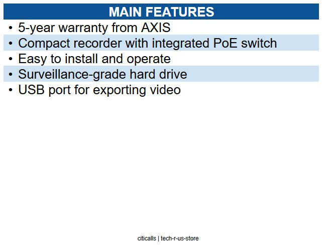 AXIS 02766-004 S3008 Mk II 8-Channel Recorder with PoE Switch, 8TB