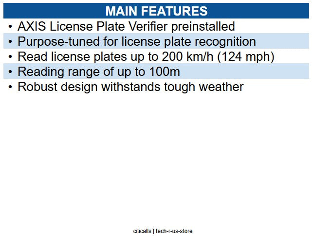 AXIS 03108-001 Q1800-LE-3 License Plate Verifier Kit, Robust Design 7-138mm Lens
