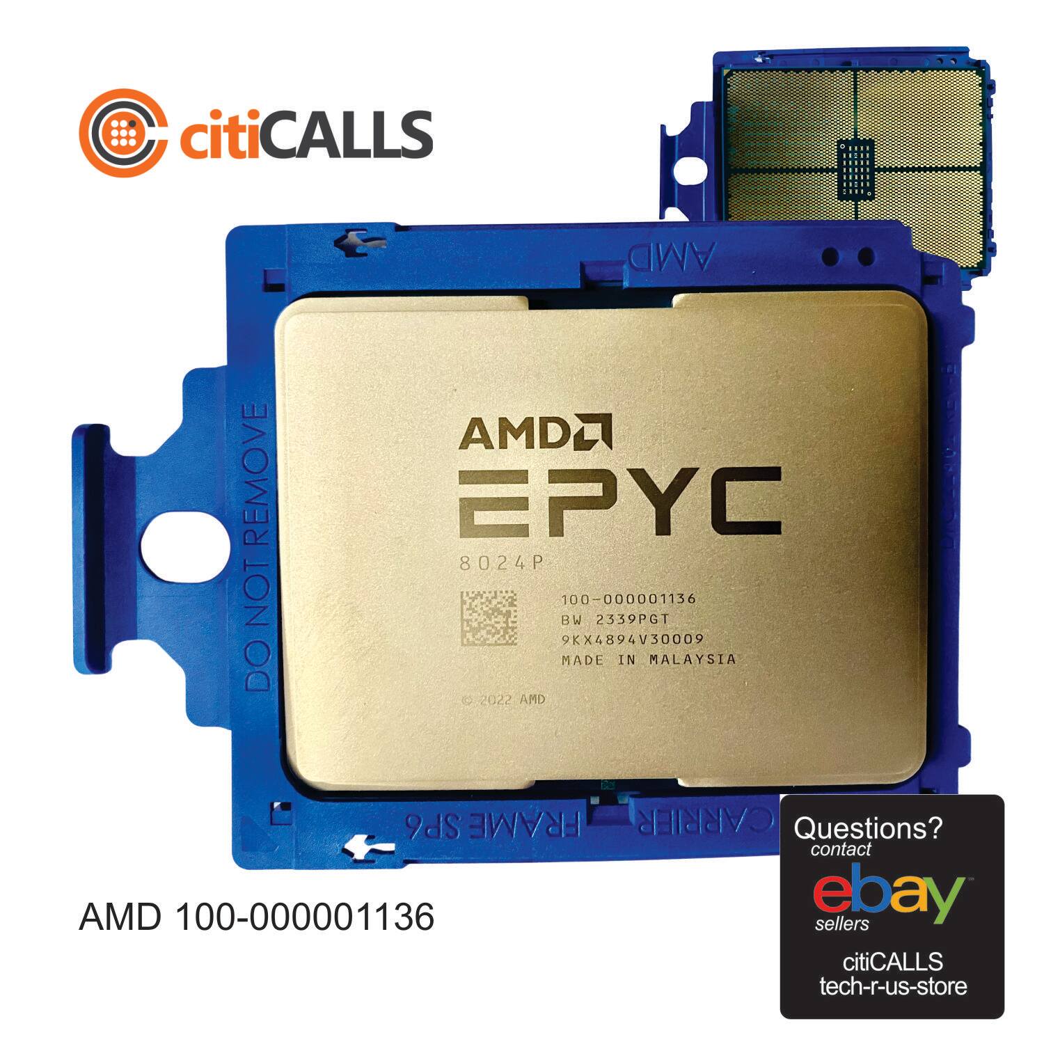 AMD 100-000001136 CPU Processor EPYC 8024P 8C 8T 3MHz Tray