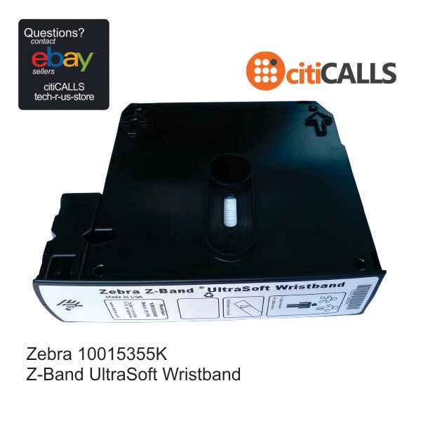 Zebra 10015355K Z-Band UltraSoft Wristband Cartridge Kit (White) - 1" Width