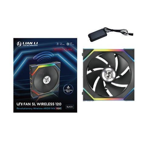 Lian-Li 12RSL1W1B UNI FAN SL 120 Wireless RGB 120mm Fan Reverse Blade - Black