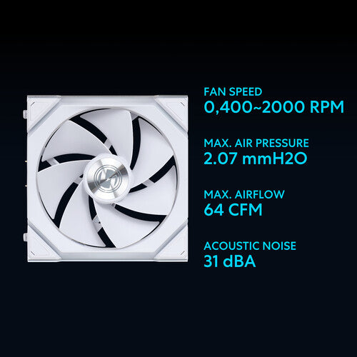 Lian-Li 12RSL1W3W UNI FAN SL 120 Wireless RGB 120mm Fan Reverse Blade White