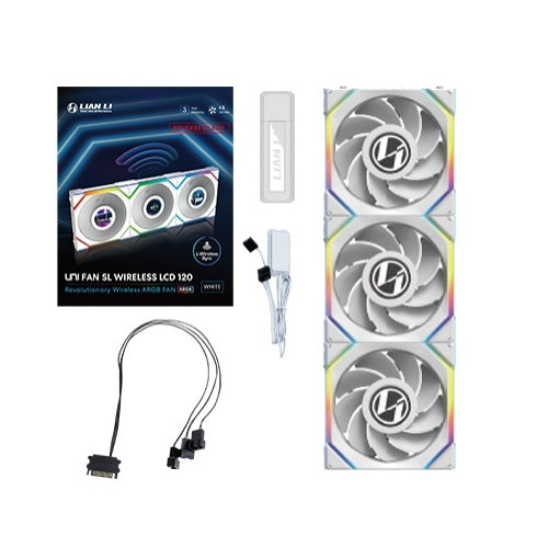 Lian-Li 12RSLLCD1W3W Fan - UNI FAN SL 2.4GHz Wireless 1.6 LCD RGB Reverse Blade