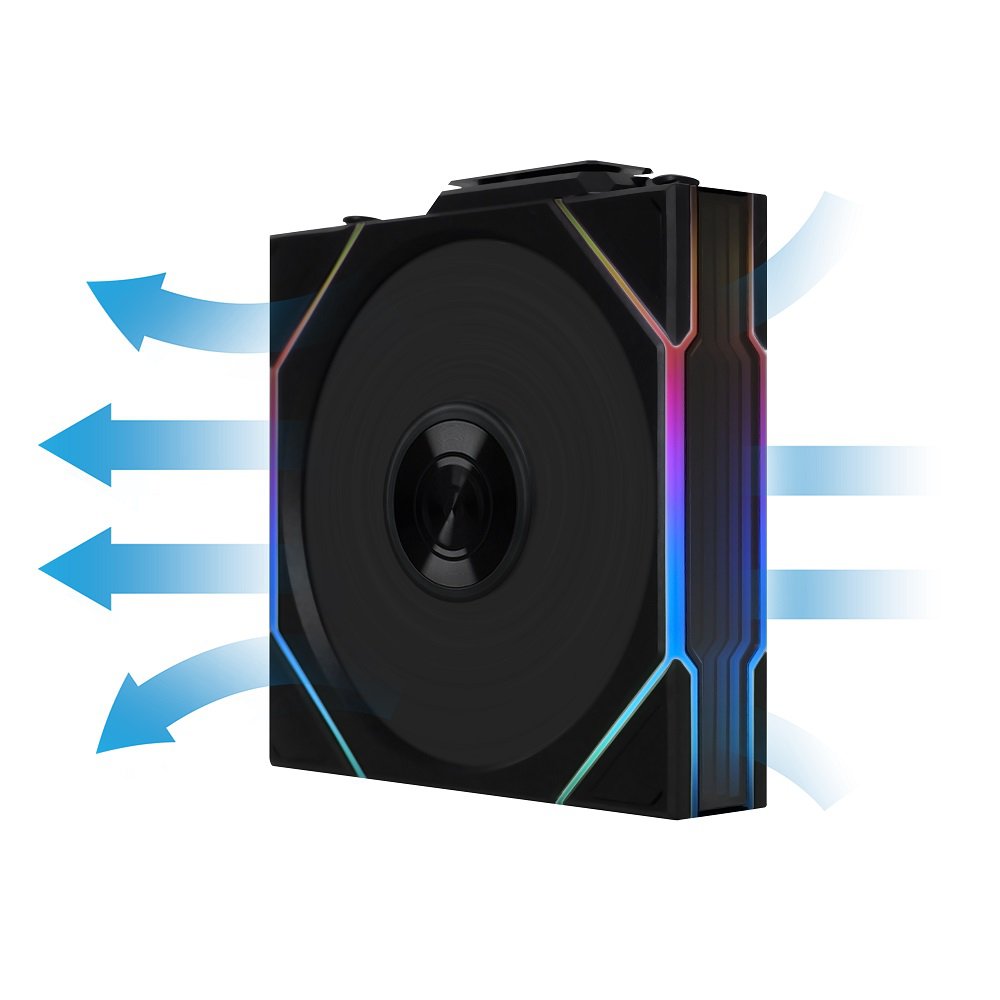 Lian-Li 12RTL1W1B Case Fan - FDB fan Black 120x120x28 mm reverse blade Retail