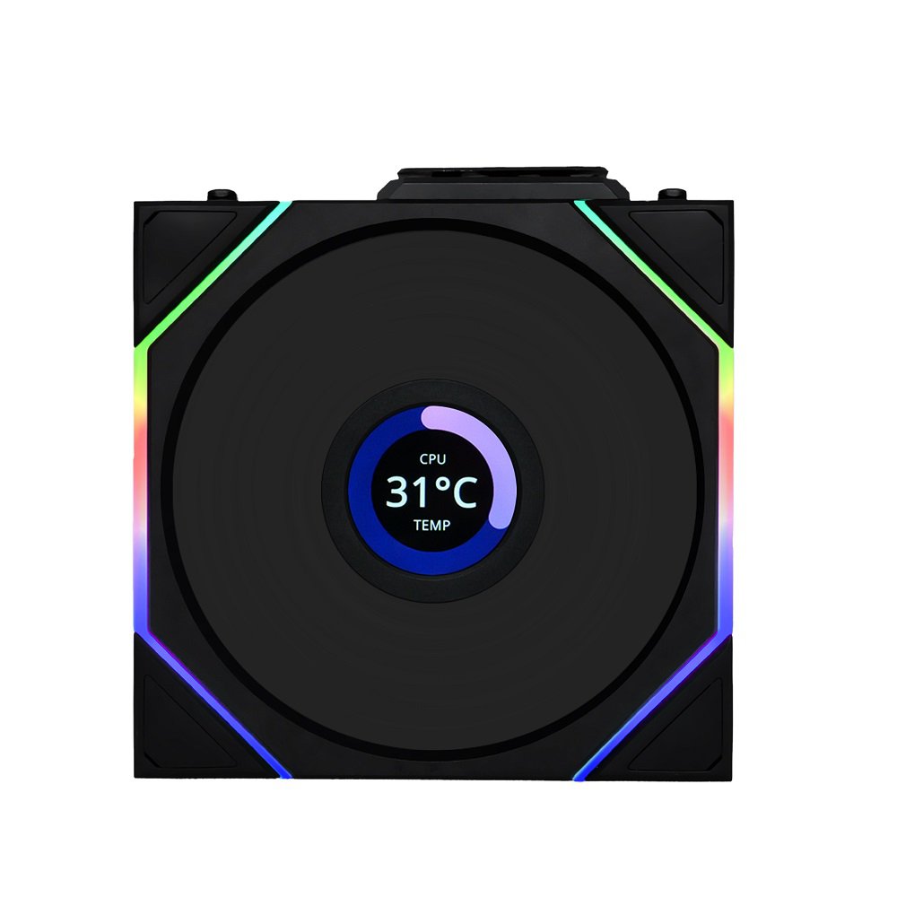 Lian-Li 12RTLLCD1W1B Case Fan - FDB - Black 120x120x28 mm Reverse Blade