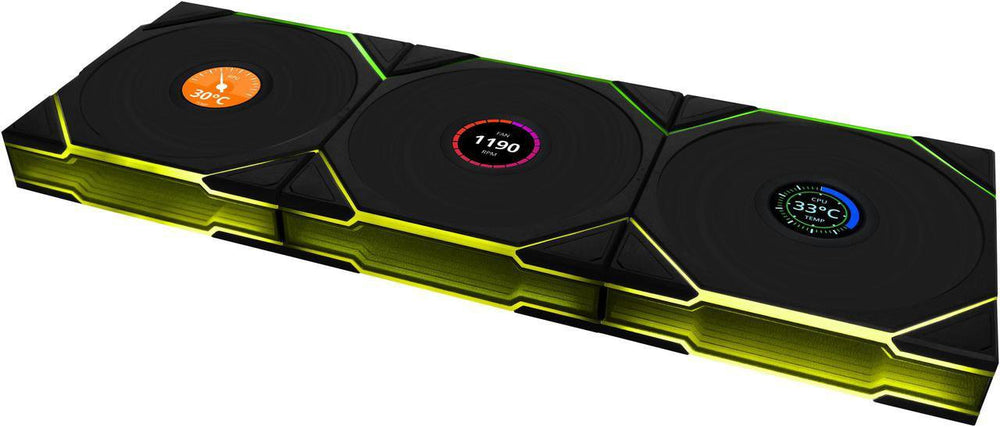 Lian-Li 12RTLLCD1W3B Case Fan - FDB - Black 120x120x28 mm Reverse Blade