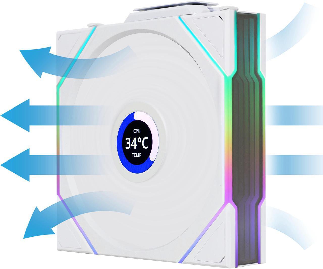 Lian-Li 12RTLLCD1W3W Case Fan - FDB fan White 120x120x28 mm 3 pcs reverse blade