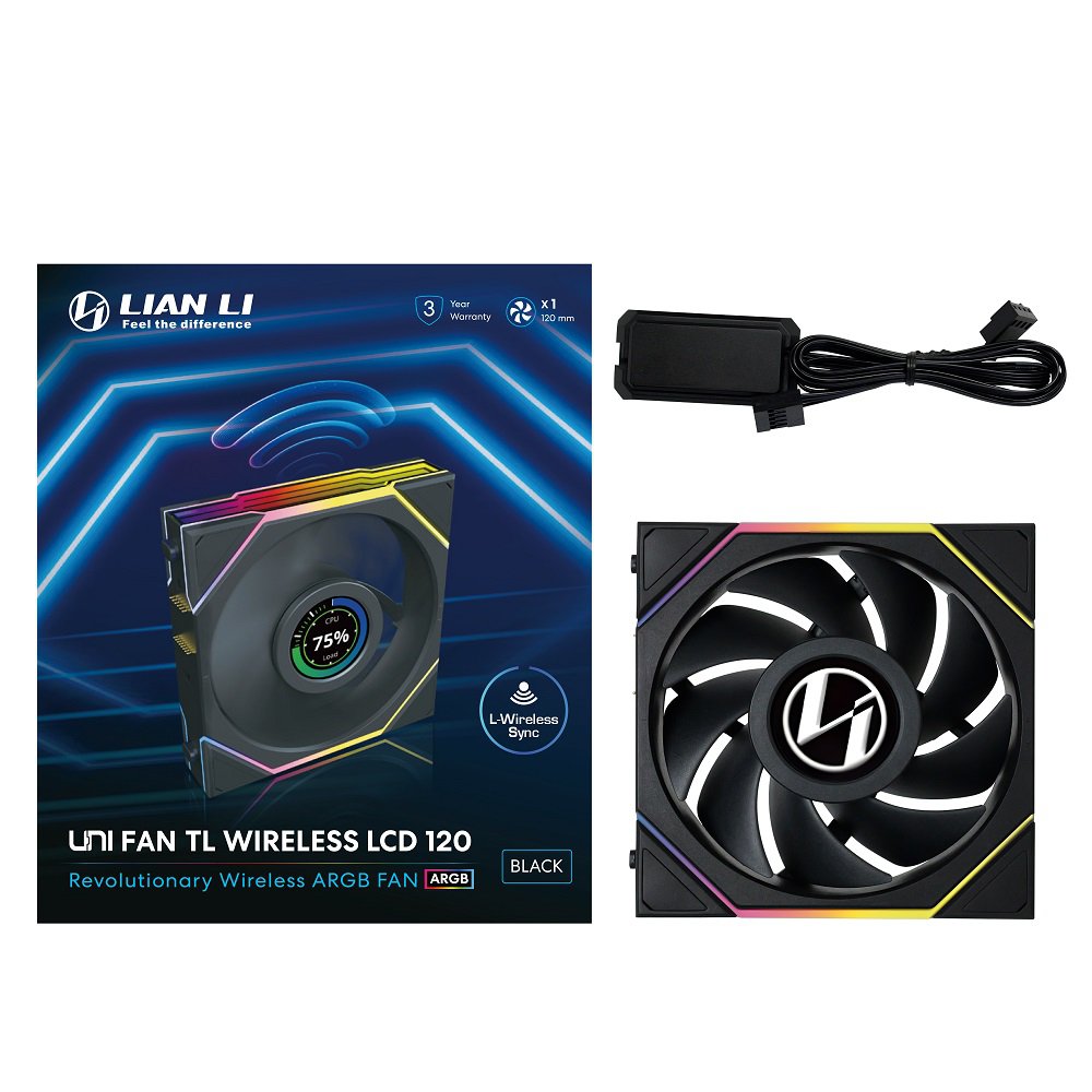 Lian-Li 12TLLCD1W1B Case Fan - FDB - Black 120x120x28 mm - Retail