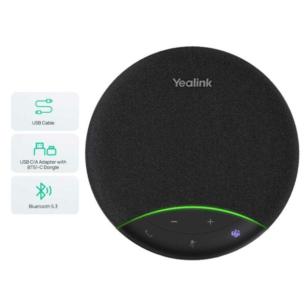 Yealink 1308169 SP92 Microsoft Teams Meeting 50mm Speakerphone Bluetooth USB-C/A