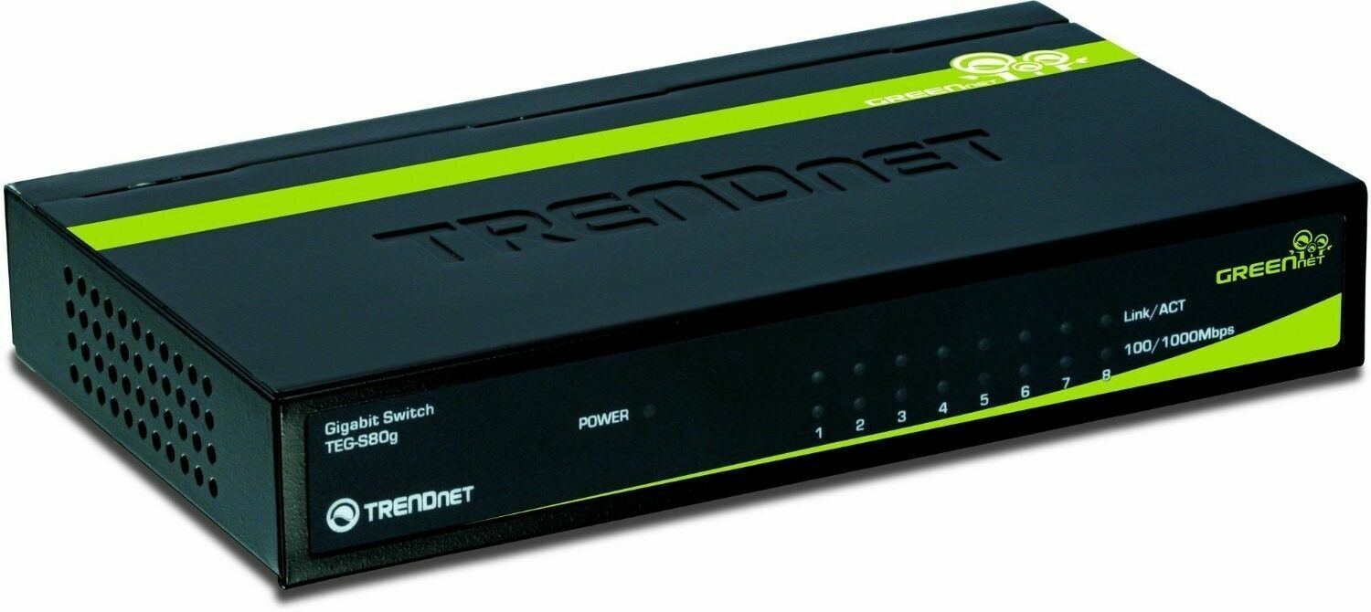TRENDnet TE100-S80g 8 Port 10/100 Mbps GREENnet Metal Case Desktop Switch