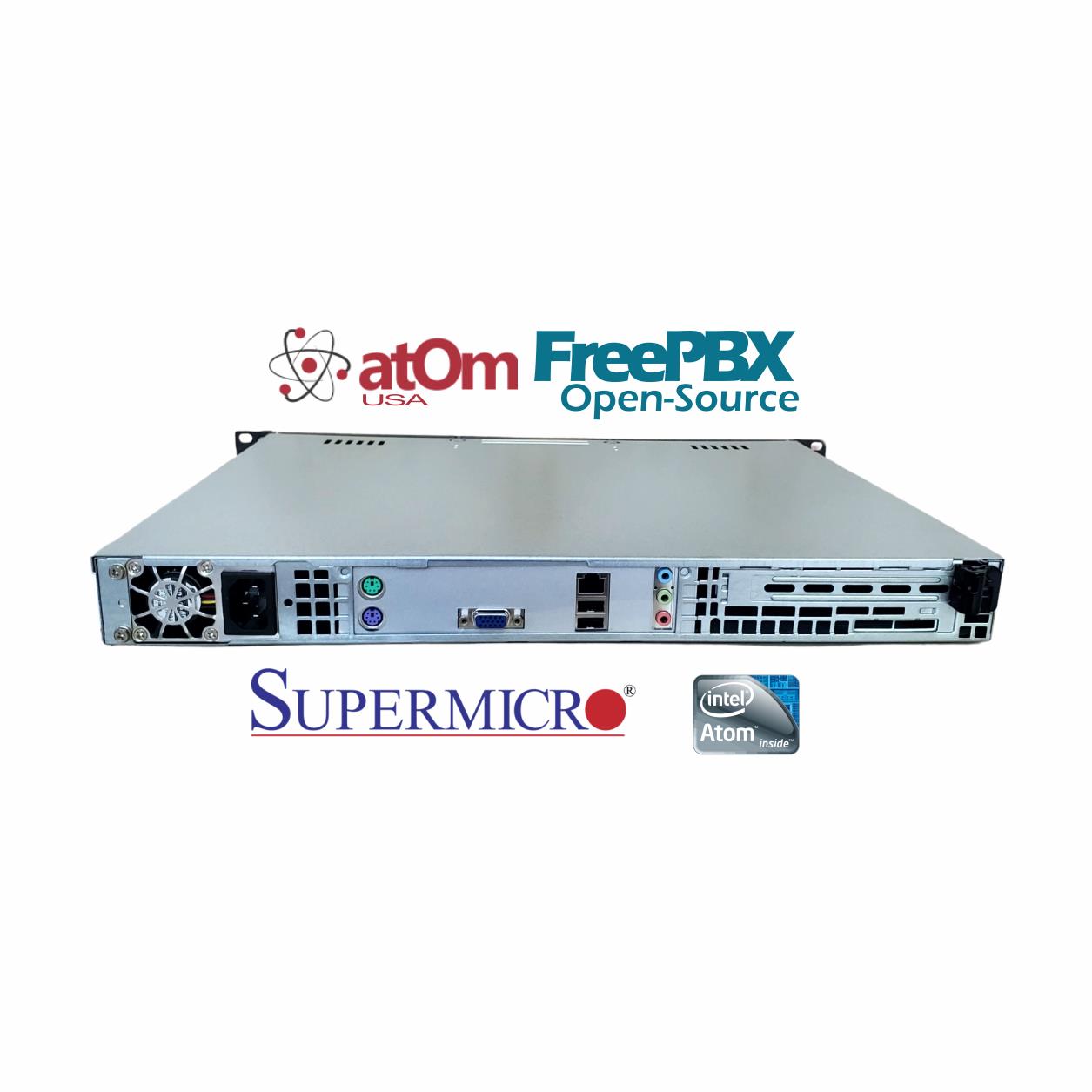 Supermicro Asterisk FreePBX VoIP PBX C512 1U Rack Basic Black Server 4 PSTN FXO