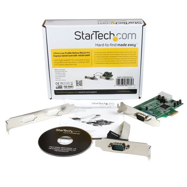 StarTech PEX2S553LP 2 Port Low Profile Native RS232 PCI Express Serial Card with