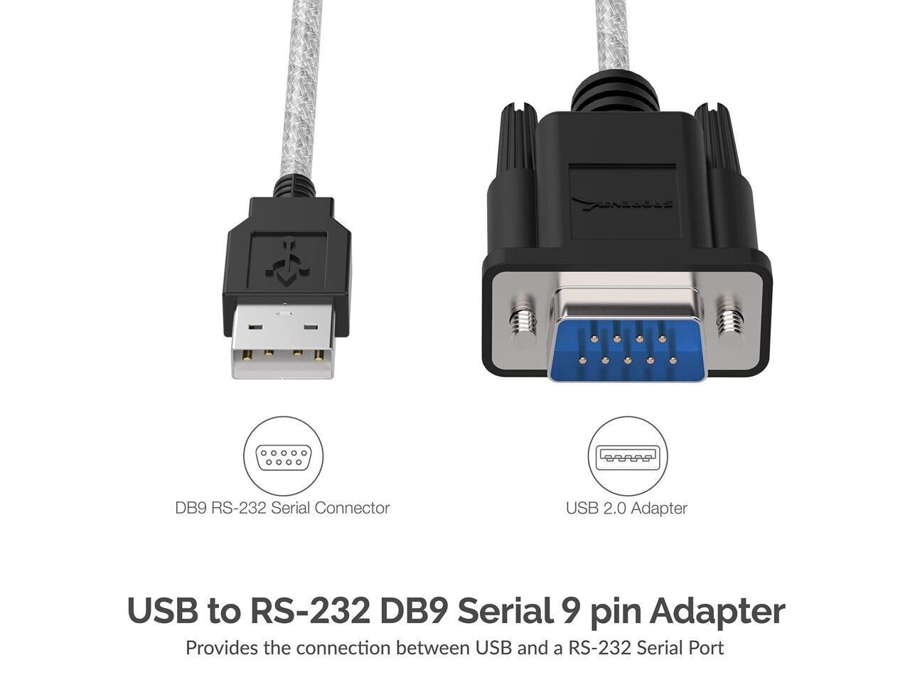 Sabrent SBT-USC6K Serial to USB Cable 1 x Type A USB - DB-9 Serial RS232