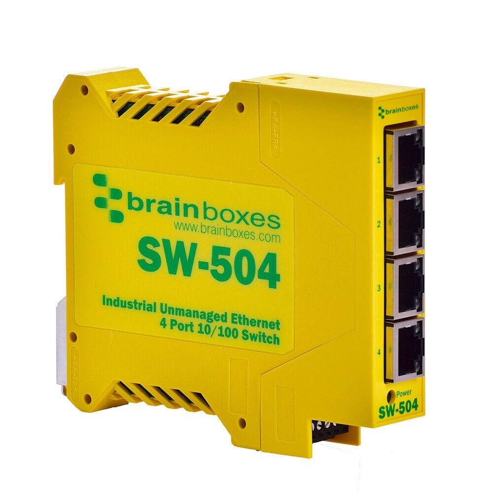 Brainboxes SW-504 Industrial Ethernet 4 Port Switch DIN Rail Mountable Galvanic