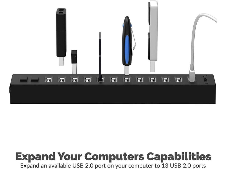 Sabrent HB-U14P 13-Port USB 2.0 External Hub with AC Power Adapter Black