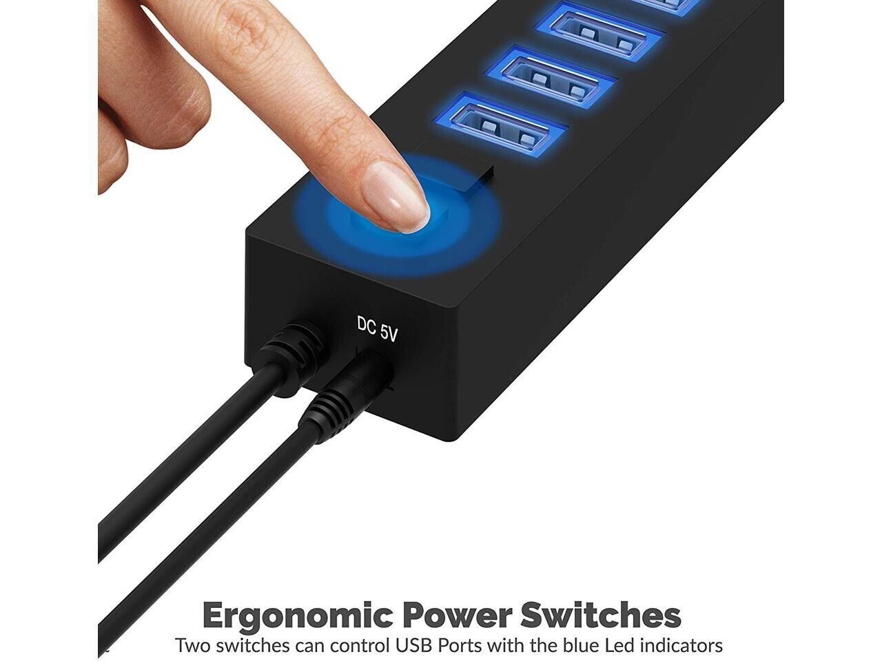 Sabrent HB-U14P 13-Port USB 2.0 External Hub with AC Power Adapter Black