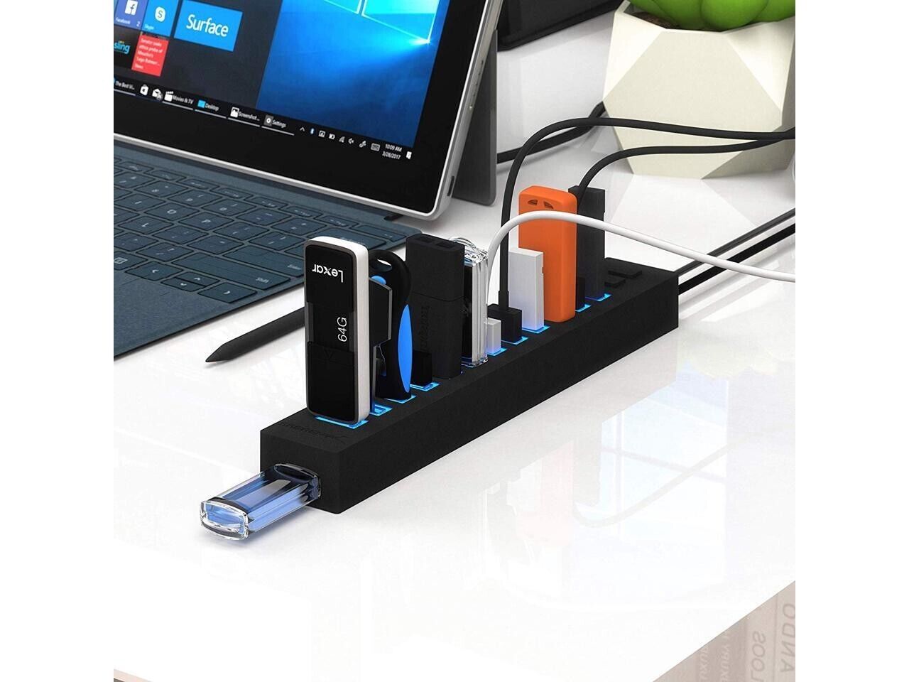 Sabrent HB-U14P 13-Port USB 2.0 External Hub with AC Power Adapter Black