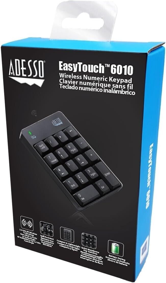 Adesso WKB-6010UB - Wireless Spill Resistant 18-Key Numeric Keypad -RF - USB