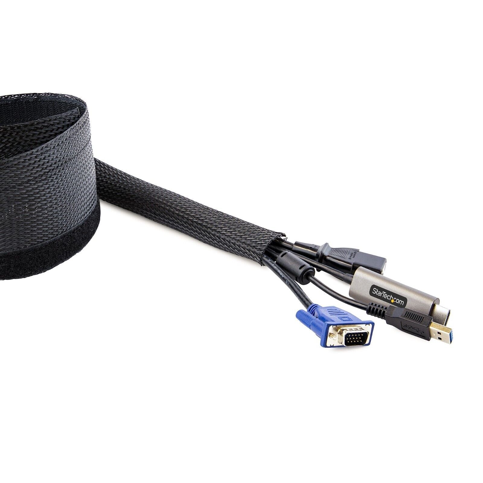 StarTech WKSTNCMFLX 10ft (3m) Cable Management Sleeve, Braided Mesh Wire Wraps/