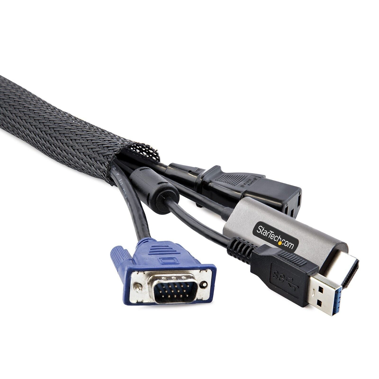StarTech WKSTNCMFLX 10ft (3m) Cable Management Sleeve, Braided Mesh Wire Wraps/