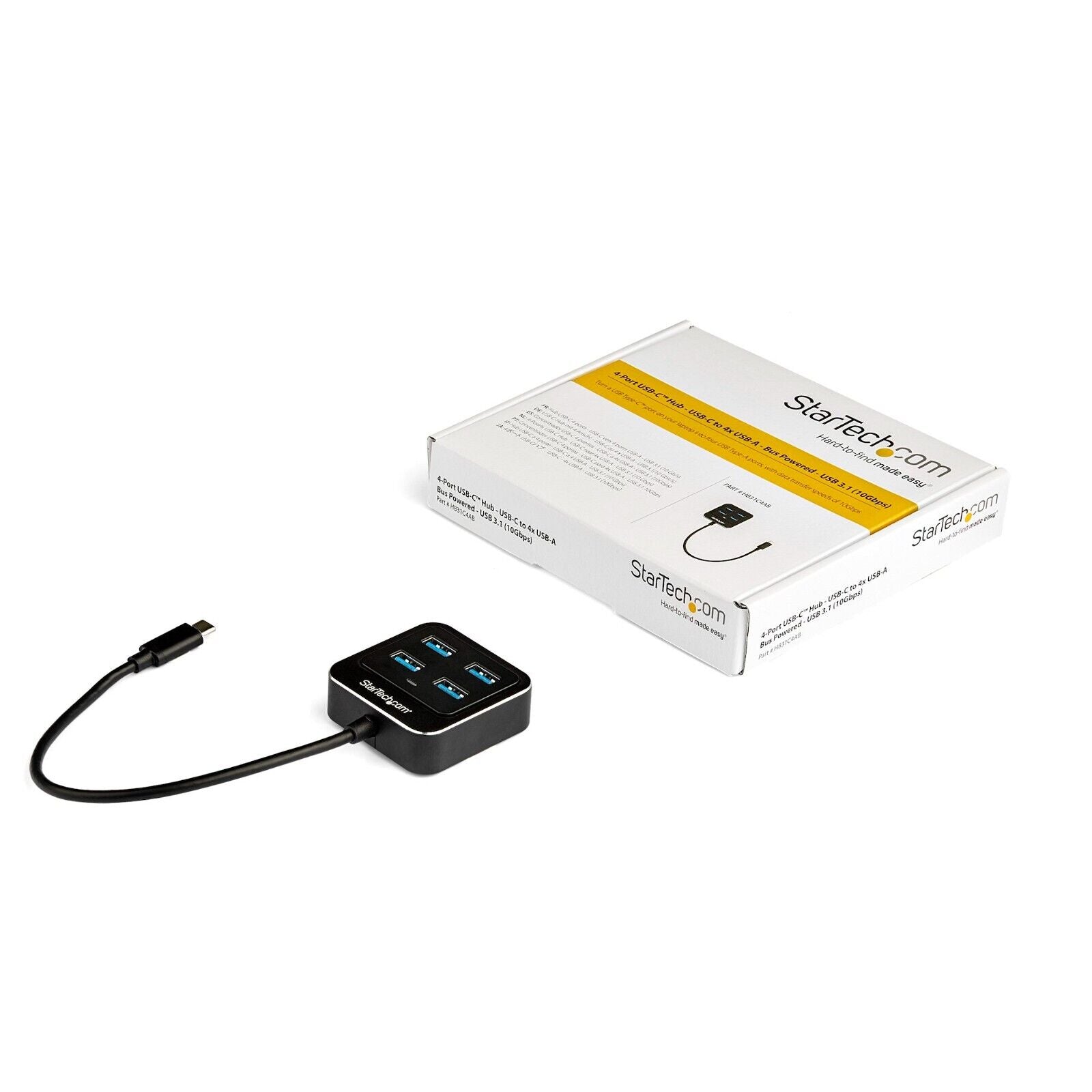 StarTech HB31C4AB 4 Port USB C Hub - USB-C to 4xUSB-A - 10Gbps USB 3.2/3.1 Gen 2