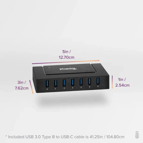 Plugable USBC-HUB7BC 7-in-1 USB Charging Hub with Data Transfer for Laptops with