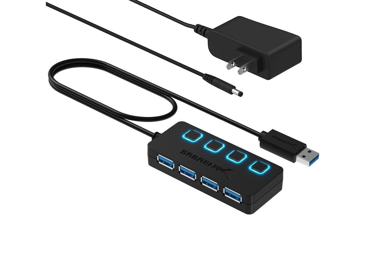 Sabrent HB-UMP3 4-Port USB 3.0 Hub With Power Adapter - USB - External - 4 USB