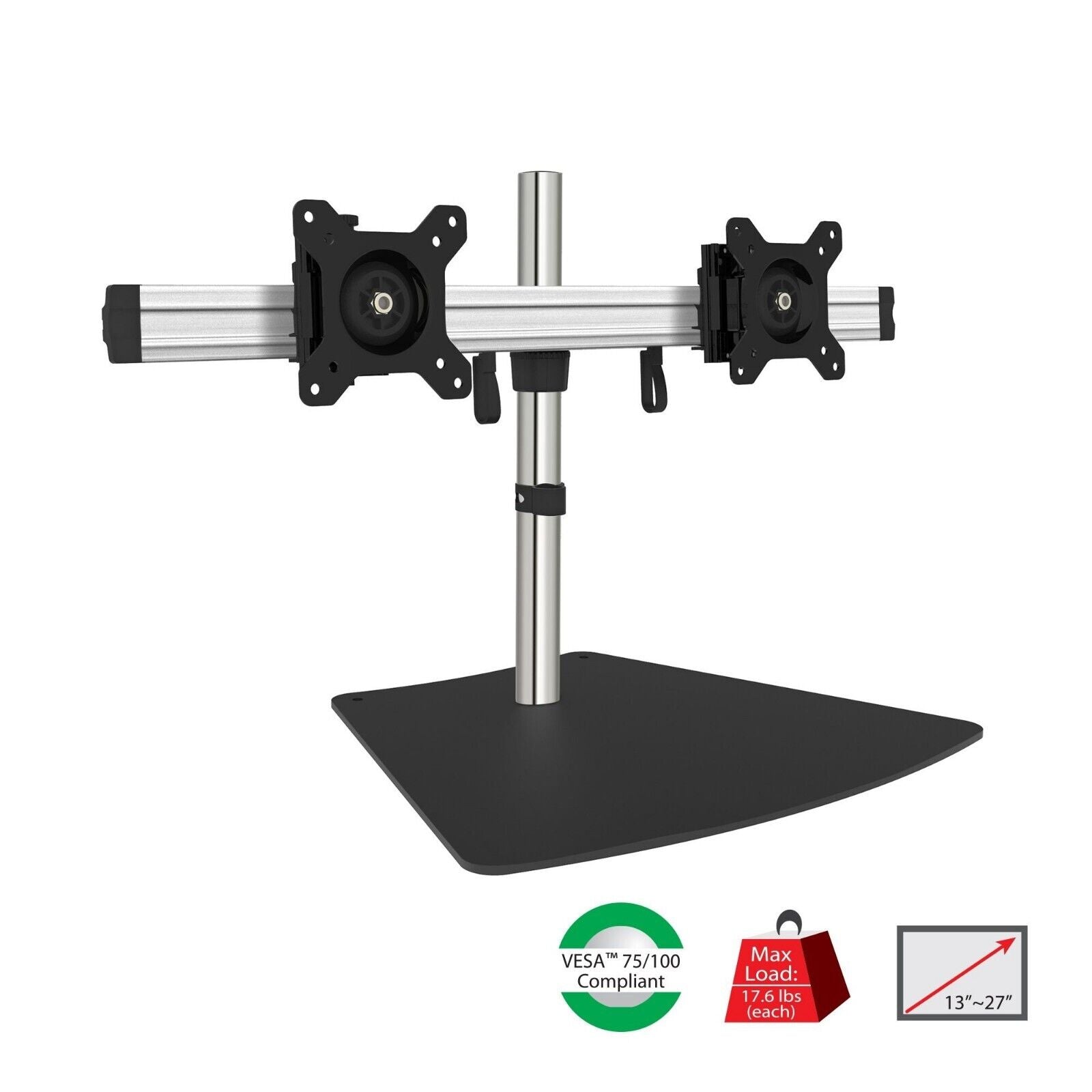 SIIG CE-MT2011-S1 Easy-Adjust Dual Monitor Desk Stand - 13" to 27
