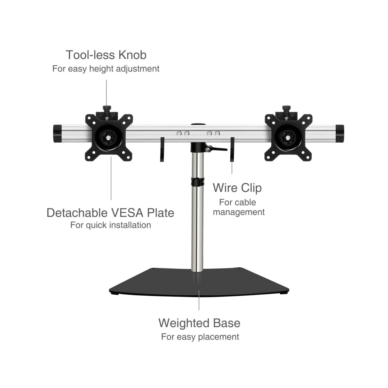 SIIG CE-MT2011-S1 Easy-Adjust Dual Monitor Desk Stand - 13" to 27
