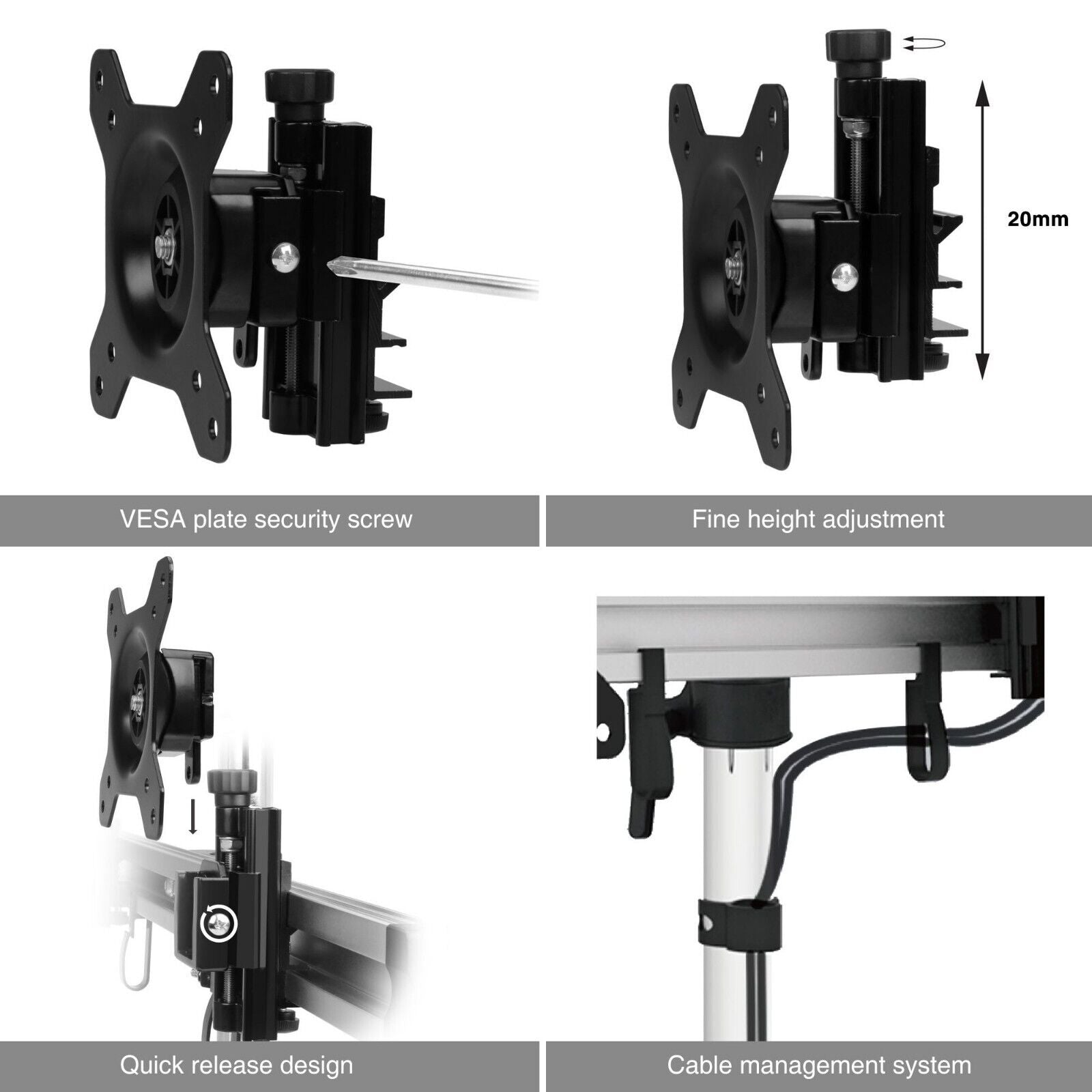 SIIG CE-MT2011-S1 Easy-Adjust Dual Monitor Desk Stand - 13" to 27
