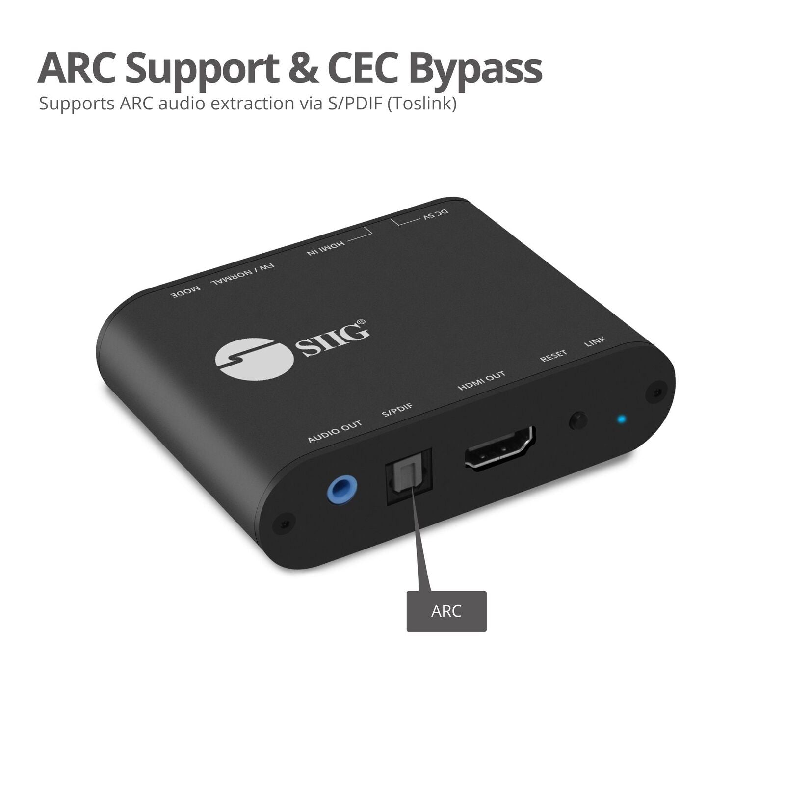 SIIG CE-H24F11-S1 HDMI 2.0 4K HDR with Audio Extractor & ARC - HDMI 18Gbps Video