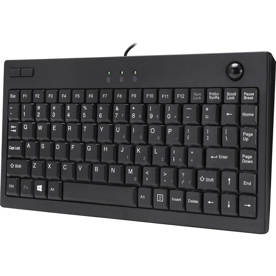 Adesso AKB-310UB Mini Trackball Keyboard - USB - 87 Keys - Black