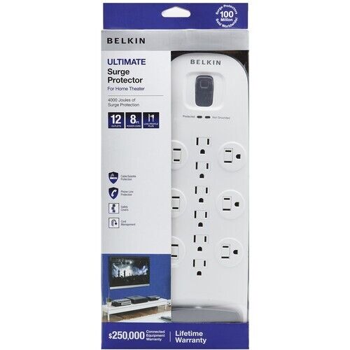 Belkin BV112230-08 12-outlet Surge Protector with 8 ft Power Cord with Cable/