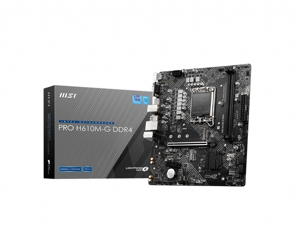 MSI PROH610MGD4 Motherboard PRO H610M-G DDR4 H610 Socket1700 Max64GB DDR4 mATX
