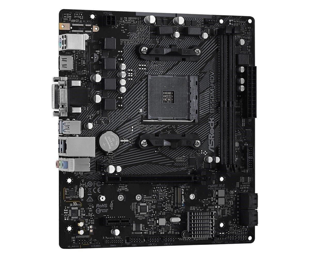 ASRock B550M-HDV AMD AM4 Ryzen B550 Max 64GB HDI- DVI-D D-Sub SSD M.2 Gig LAN