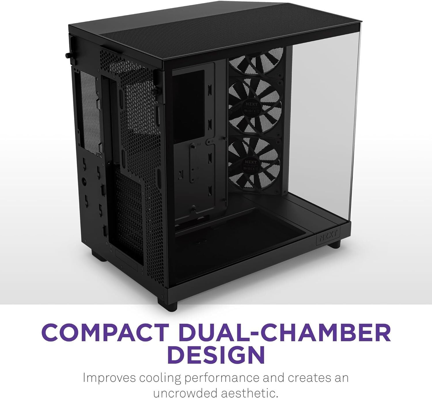 NZXT CC-H61FB-01 Computer Case H6 FLOW Mid-Tower Dark Tinted TG Black Retail