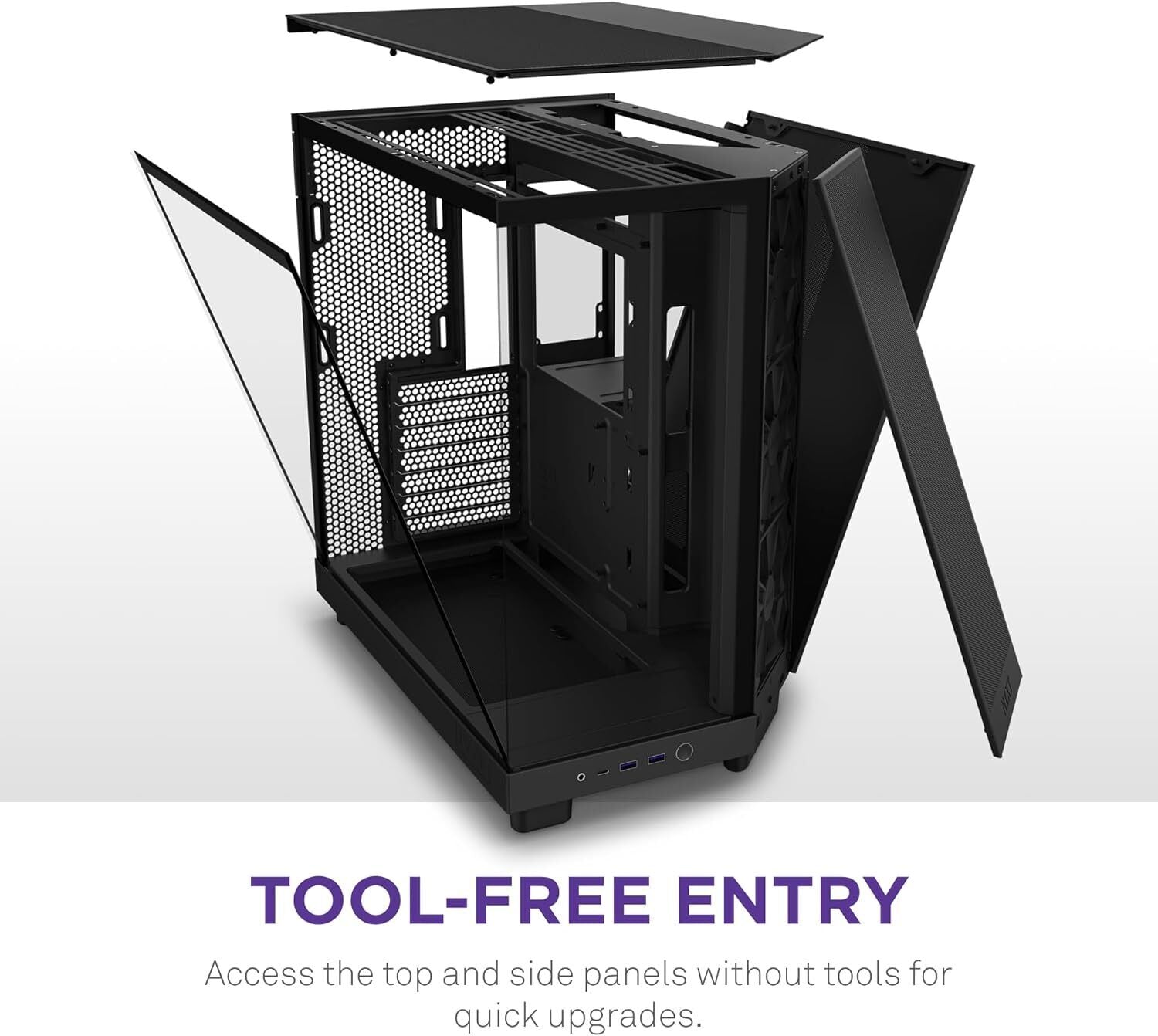 NZXT CC-H61FB-01 Computer Case H6 FLOW Mid-Tower Dark Tinted TG Black Retail