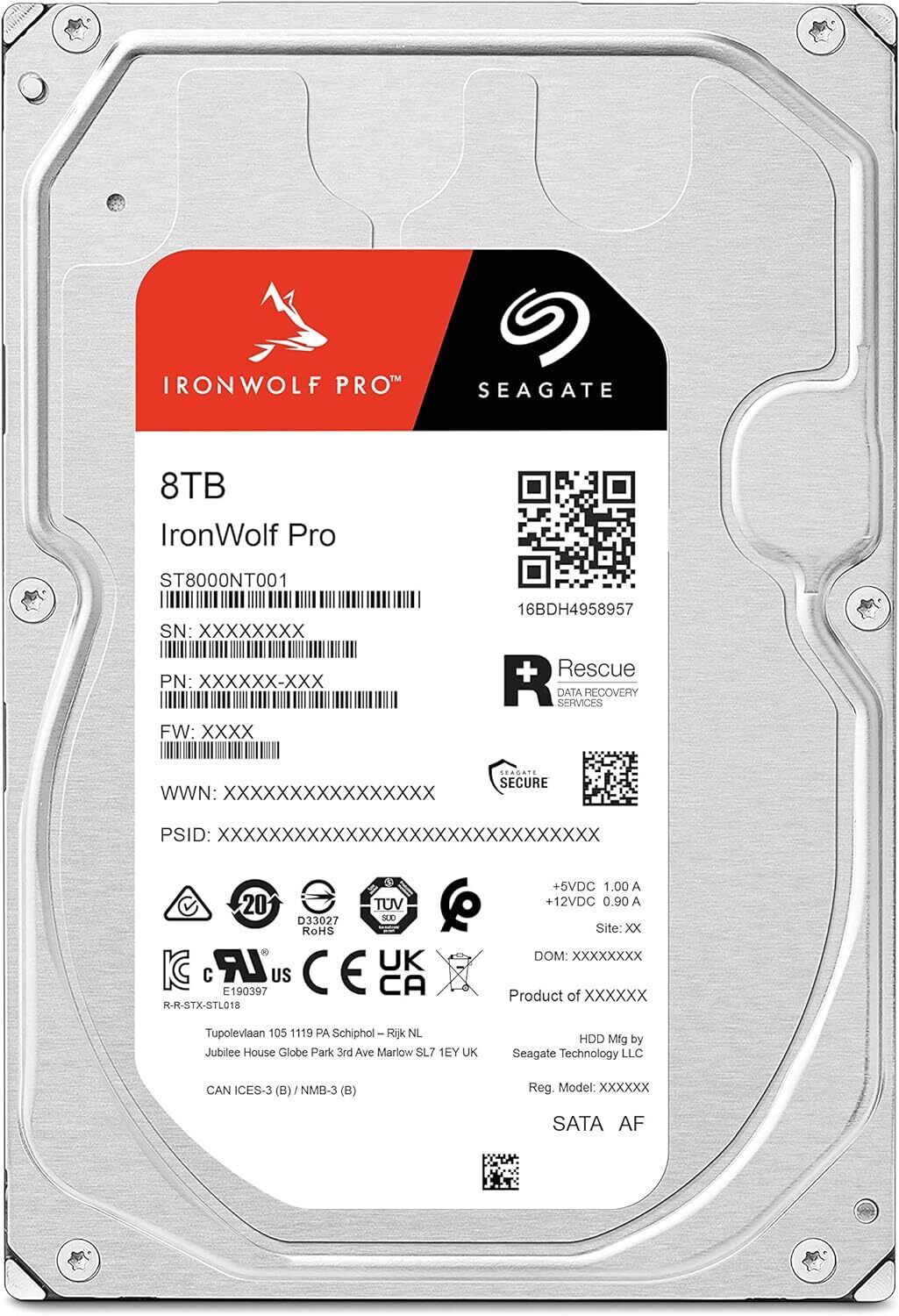 Seagate ST8000NT001 Hard Drive 8TB SATA 3.5 IronWolf Pro Bare