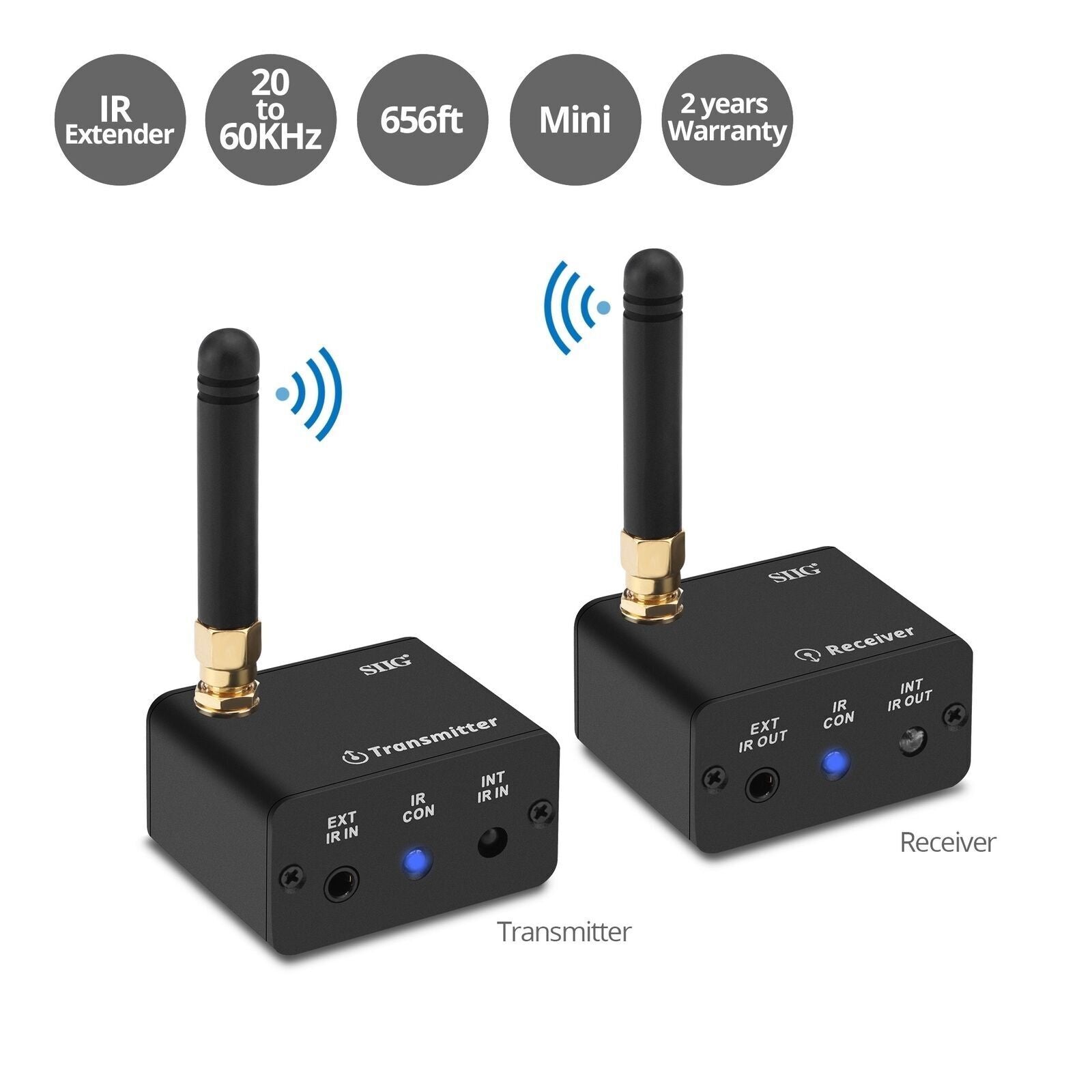 SIIG CE-RC0111-S1 Wireless IR Signal Extender Kit Remote Control Brown Box
