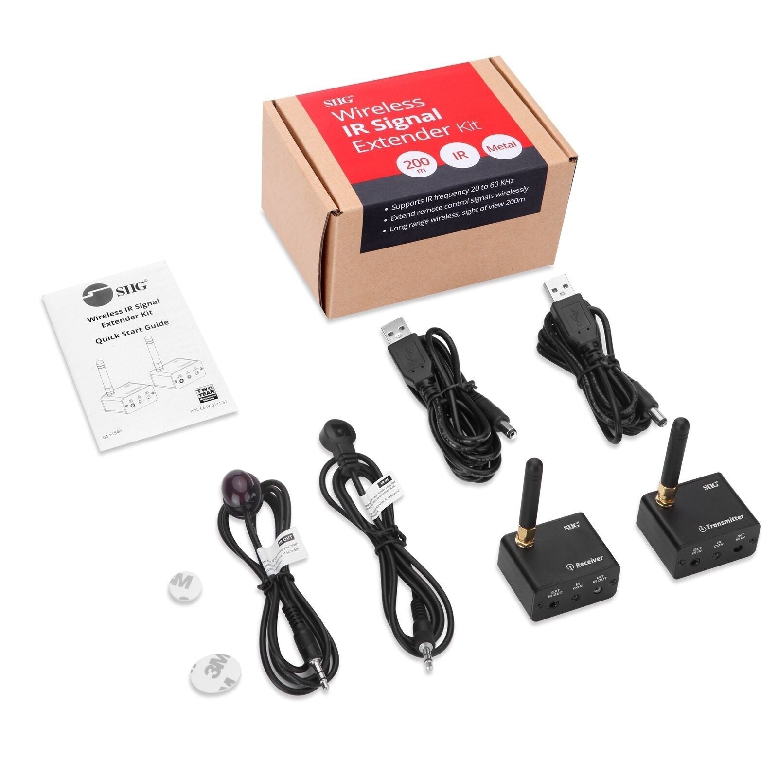 SIIG CE-RC0111-S1 Wireless IR Signal Extender Kit Remote Control Brown Box
