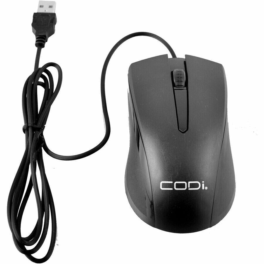 Codi A05017 Ambidextrous 3 Button Optical Scroll Mouse 1200DPI Black PC MAC