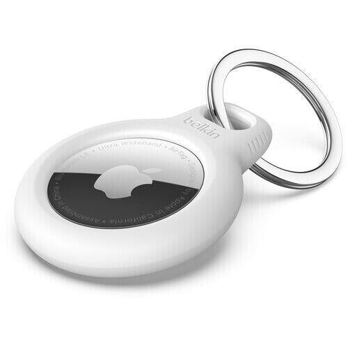 Belkin F8W973BTWHT WHITE Secure Holder w KeyRing for Apple AirTag Tracking