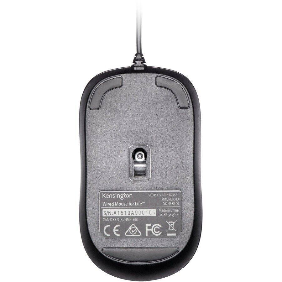 Kensington K72110WW Wired 3-Button Mouse for Life Quiet Click 1000 dpi Optical