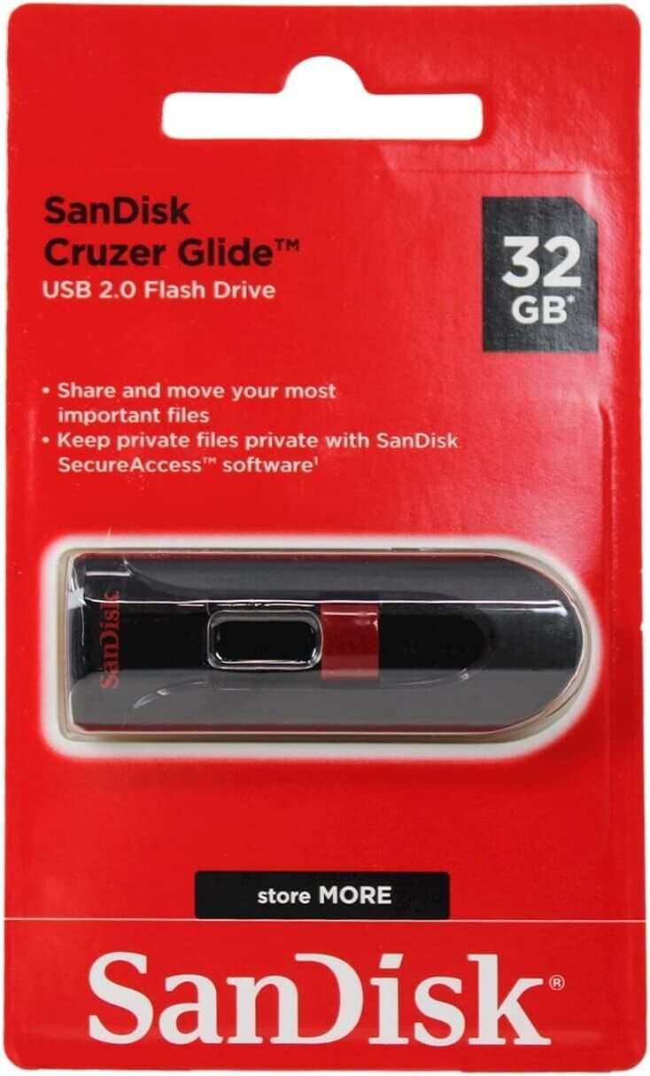 SanDisk SDCZ60-032G-A46 Cruzer Glide USB 2.0 Flash Drive 32GB 15mb Read BLACK