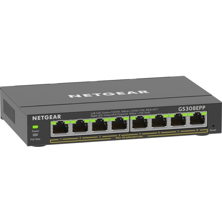 Netgear GS308EPP-100NAS 8 Gigabit Ethernet PoE+ Smart Managed Plus Switch 123W