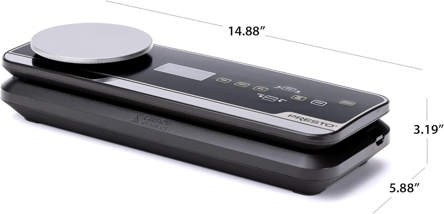 Presto 05623 FreshDaddy Vacuum Sealer w Digital Scale 1-Touch Auto Operation