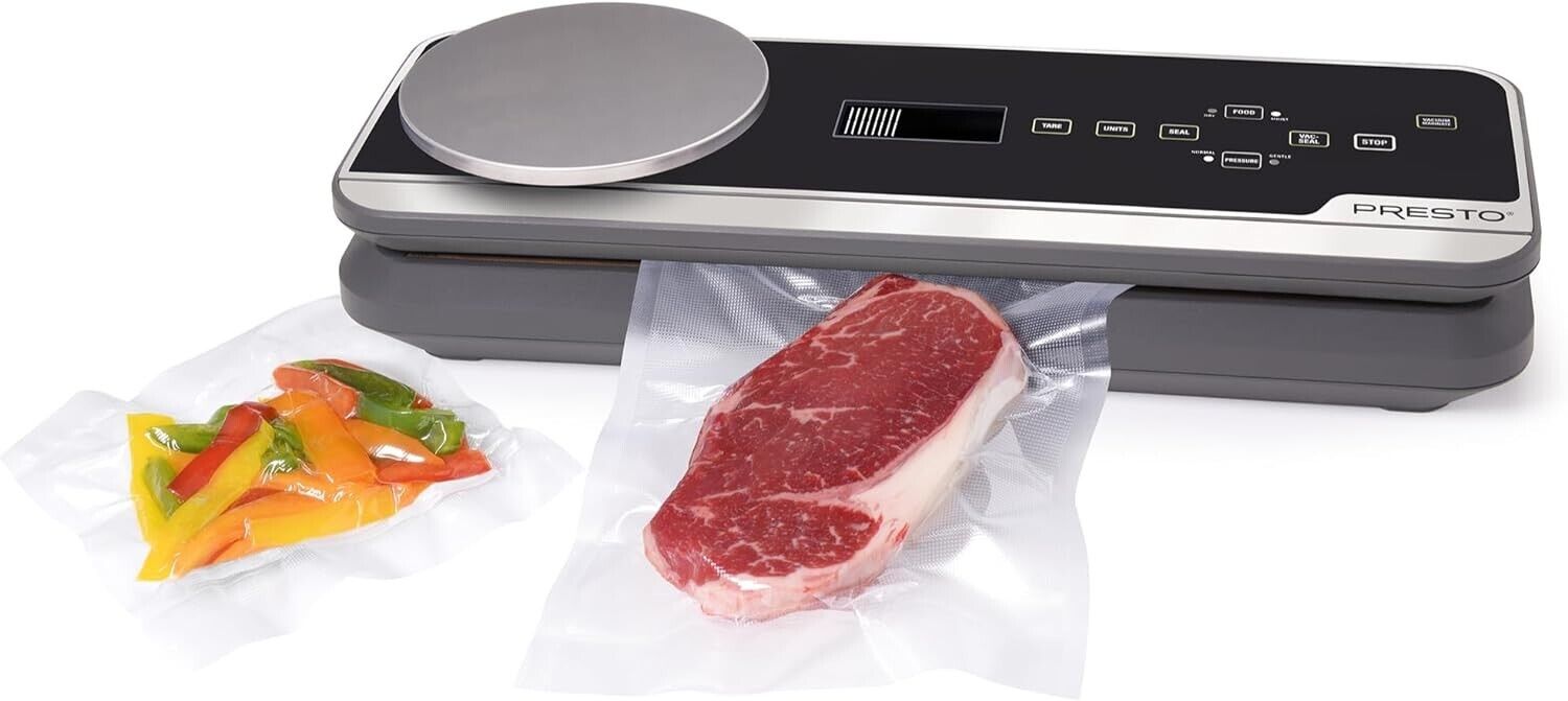 Presto 05623 FreshDaddy Vacuum Sealer w Digital Scale 1-Touch Auto Operation