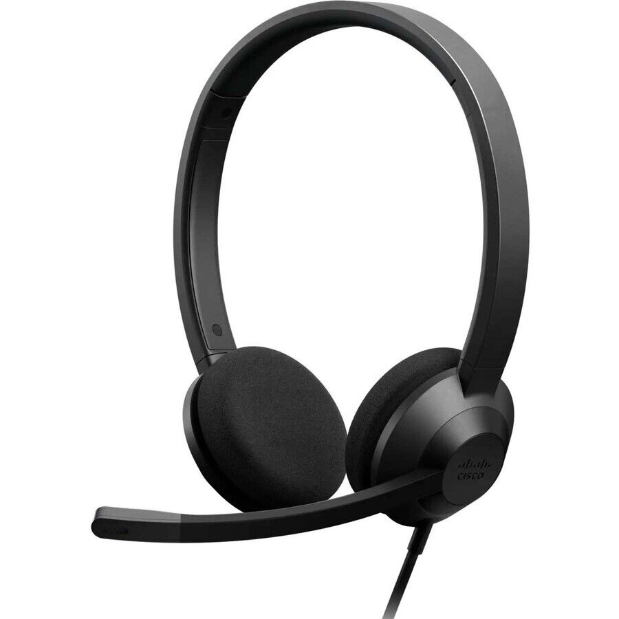 Cisco HS-W-322Q-C-USBC 322 Stereo Wired 2 Ear Headset USB-C Noise Can Mic Black